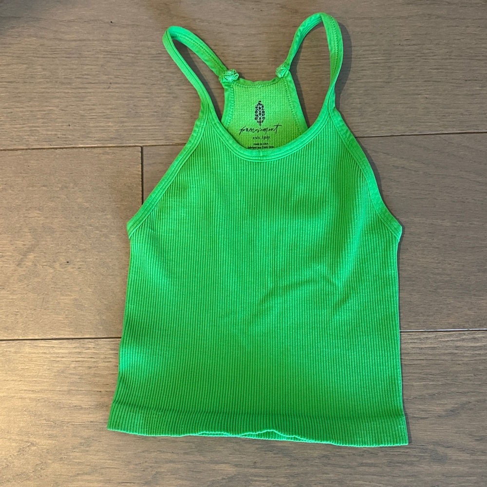Free People Neon Green Ribbed Camisole